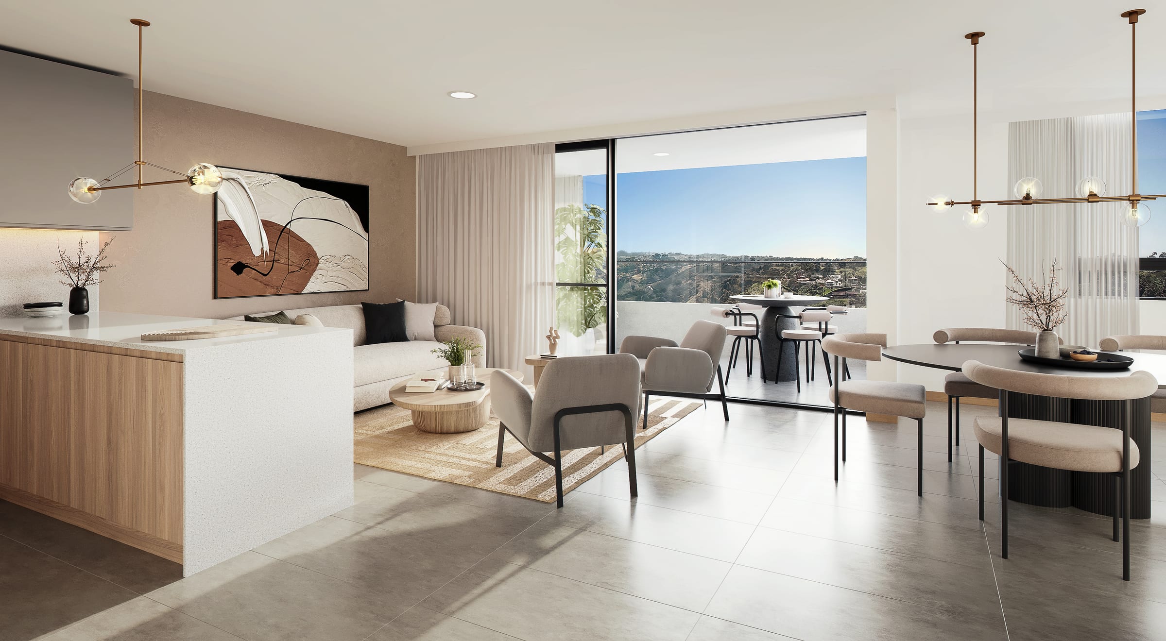 Living and dining room with a view