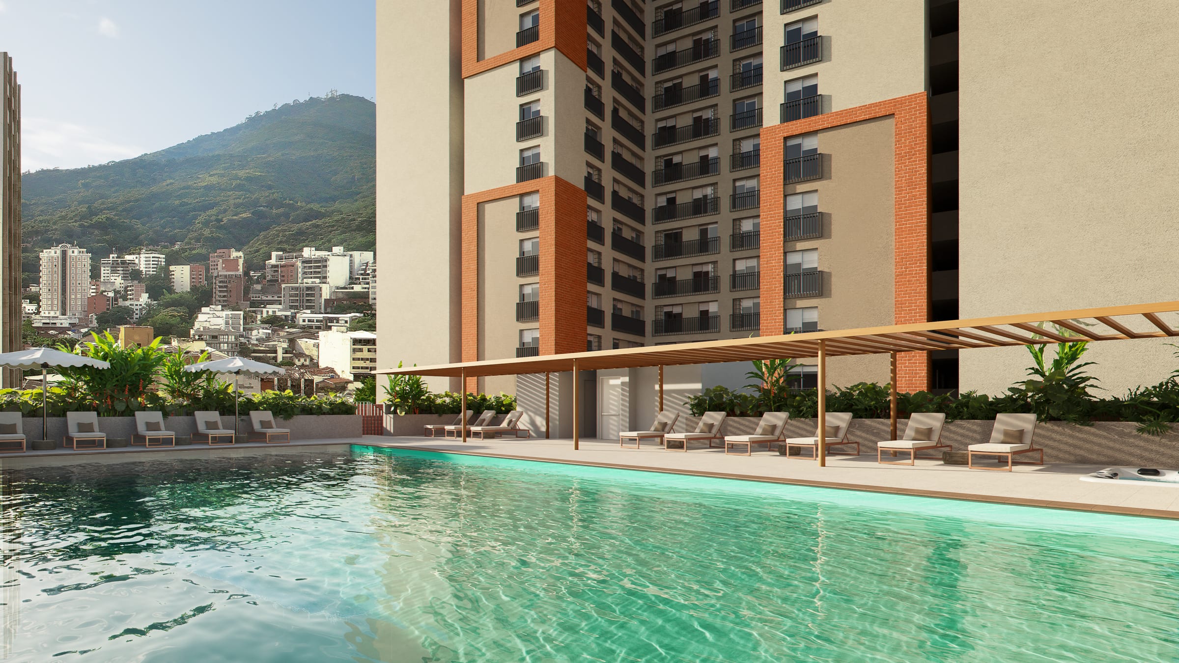 Pool with the Insite tower