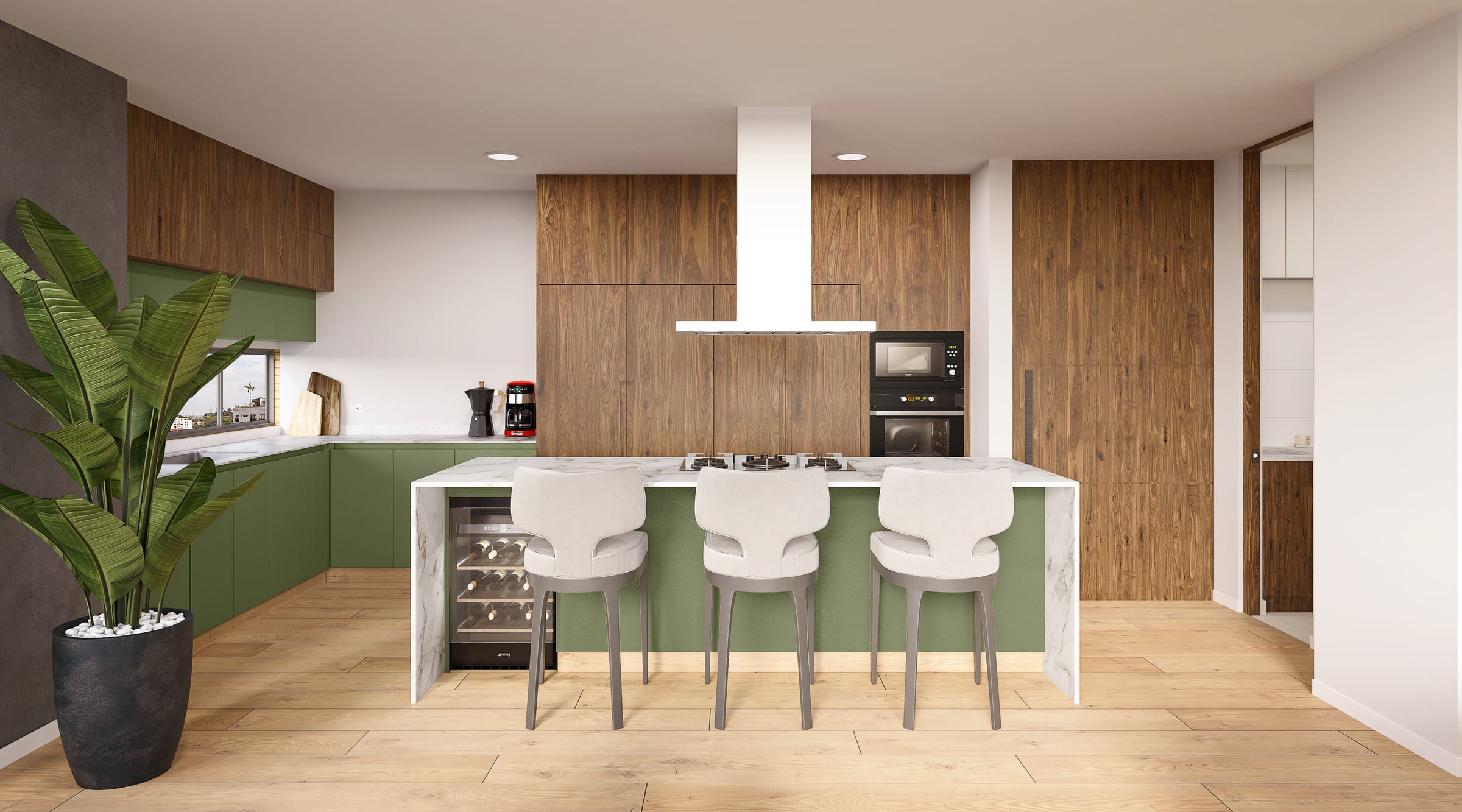 Kitchen with island