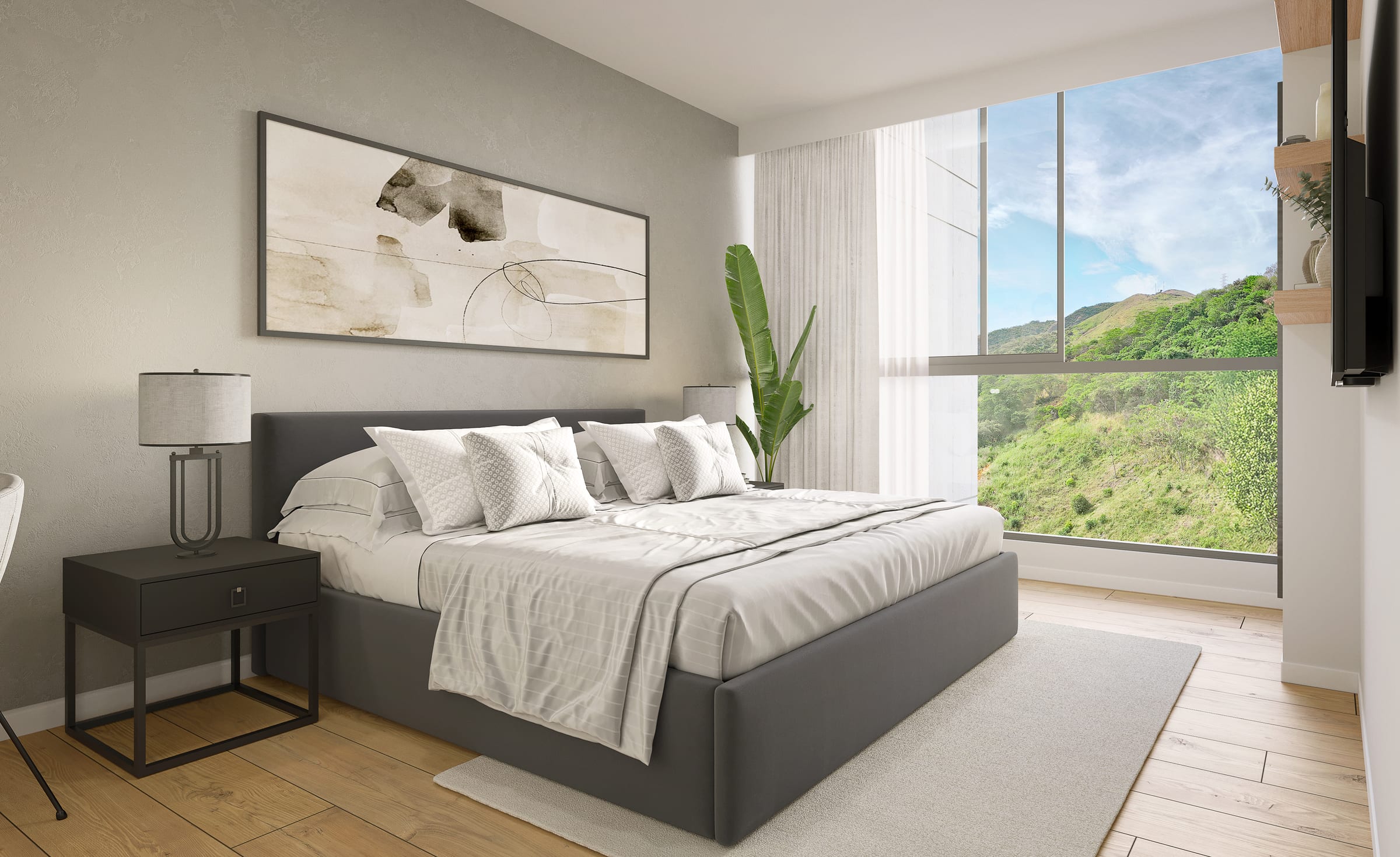 Master bedroom with mountain view
