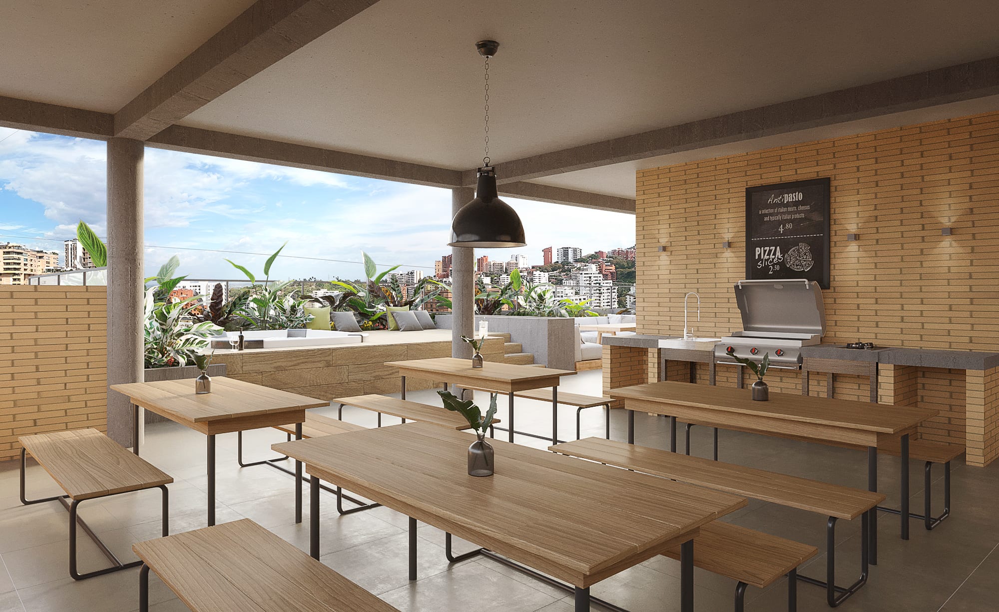 Social terrace with BBQ area