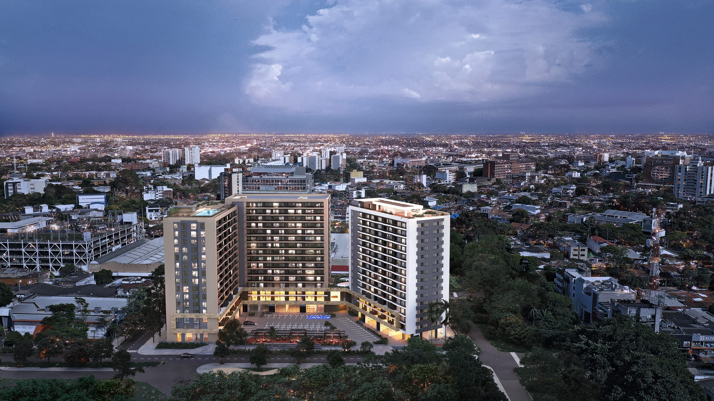 Aerial night view