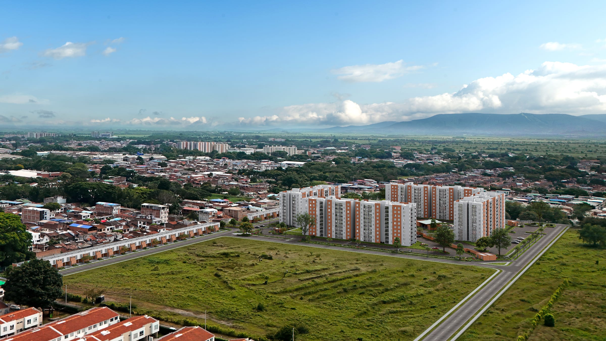 Aerial view of the complex